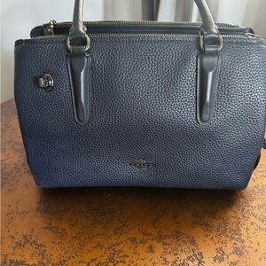 Coach Blue Leather Satchel with Silver Hardware